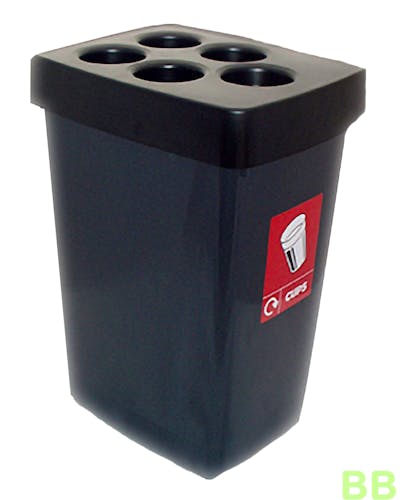 Streamline Cup Recycling Bin With Charcoal Base & Black Top