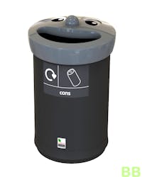Smiley 62ltr Cans Recycling School Bin (Grey)
