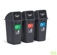 Swing Push Lid 60Ltr Recycling Bin Station - Set of 3