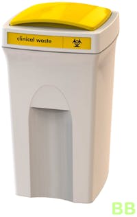 100Ltr HiStyle White Clinical Waste Lift Lid Bin - Yellow Lid