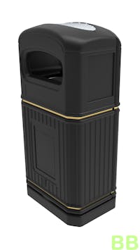72ltr Traditional Black Slimline Litter Bin - Plastic Liner
