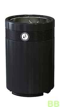85Ltr Black Round Open Top Free Standing Litter Bin - Plastic Liner