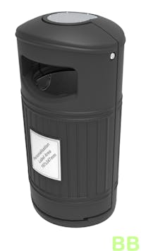 85Ltr Traditional Oval Litter Bin - Black w/plastic liner
