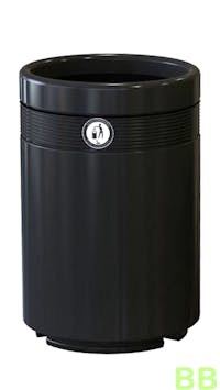 144ltr Black Round External Litter Bin - Sack Retention