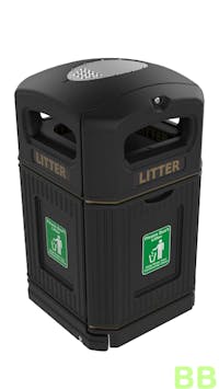 240ltr Traditional Black Square Litter Bin - w/lock