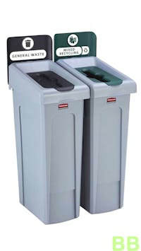 Rubbermaid Slim Jim® 2 Stream Recycling Station – General Waste/Mixed Recycling