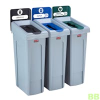 Rubbermaid Slim Jim® 3 Stream Recycling Station – Landfill/Paper/Mixed Recycling