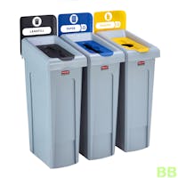 Rubbermaid Slim Jim® 3 Stream Recycling Station – Landfill/Paper/Plastic