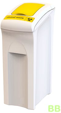 82Ltr HiStyle White Clinical Lift Lid Bin - Yellow Lid
