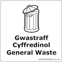 WRAP Vinyl SlimBin Sticker for General Waste - Welsh and English