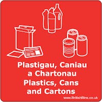 WRAP Vinyl SlimBin Sticker for Plastics, Cans & Cartons - Welsh and English