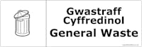 WRAP Vinyl Long Sticker for General Waste - Welsh and English