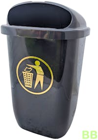 50Ltr Round Wall Mounted Litter Bin - Black w/ Gold Tidyman