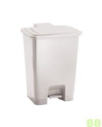 30ltr White Plastic Pedal Bin