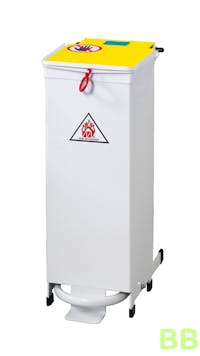 20Ltr Fire Retardant Clinical Waste Pedal Bin - White Body / White Lid