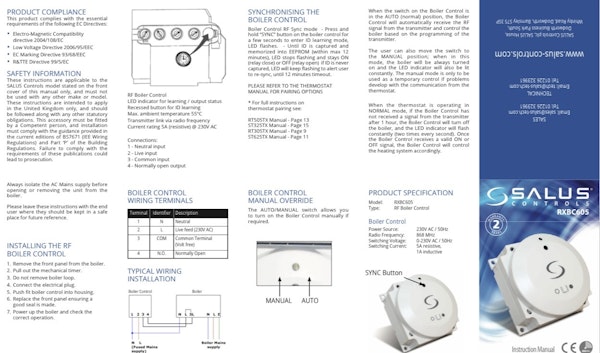 Salus Plug In Receiver RXBC605 : Direct Plumbing Supplies