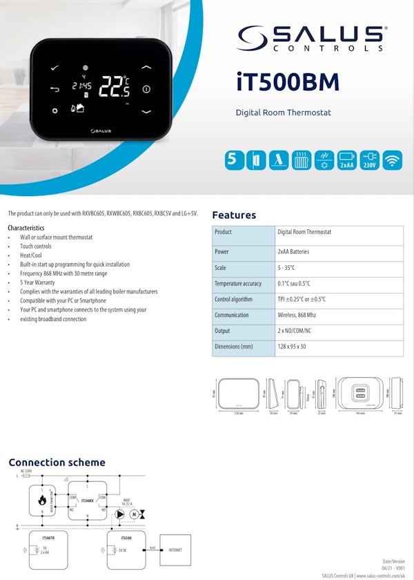 Smart Thermostat Salus It500 Internet Controlled Thermostat Boiler
