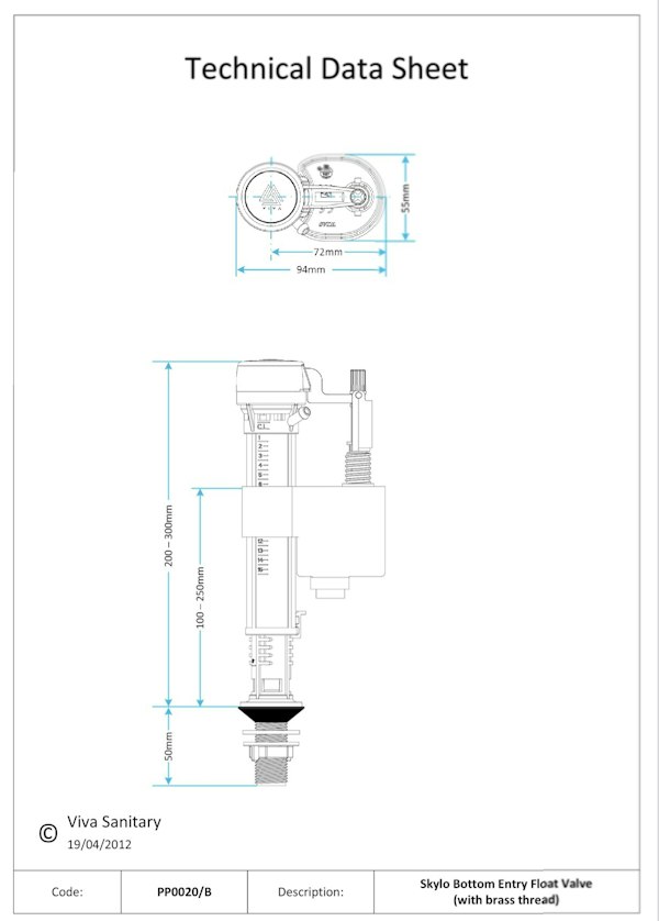 Valvola Riempimento VIVA Skylo Ingresso Inferiore 1/2” UK – Ottone WRAS, PP0020/B - 4