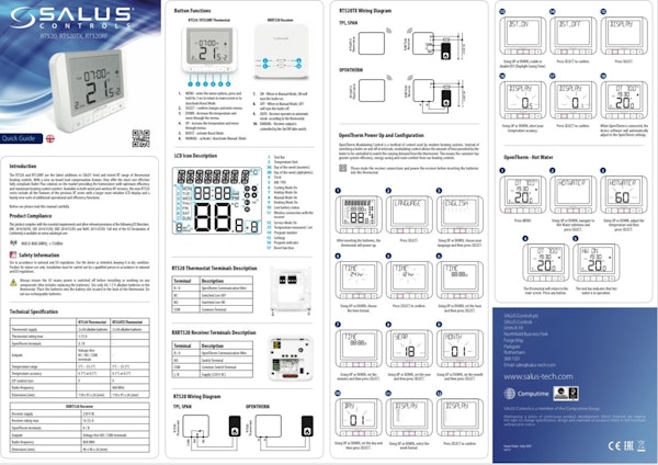 Receiver Salus Rt520rf Pairing User Manual Salus Thermostat