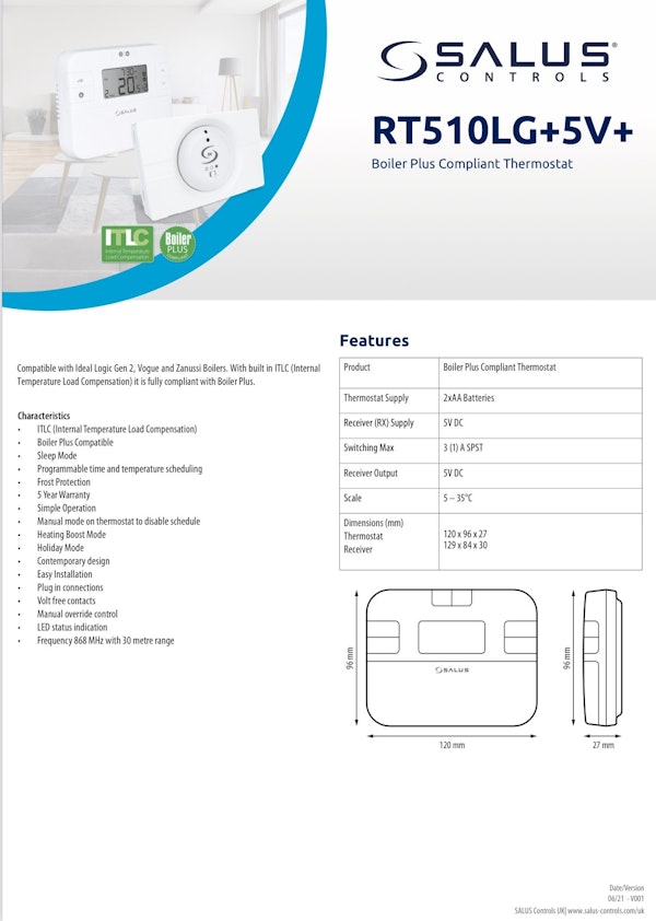 Salus Wireless Programmable Thermostat With Boiler Module : Direct Plumbing  Supplies